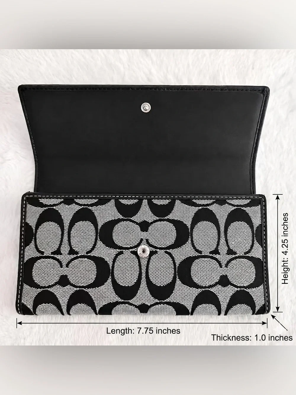 Vintage Coach Gray and Black Signature Trifold Wallet